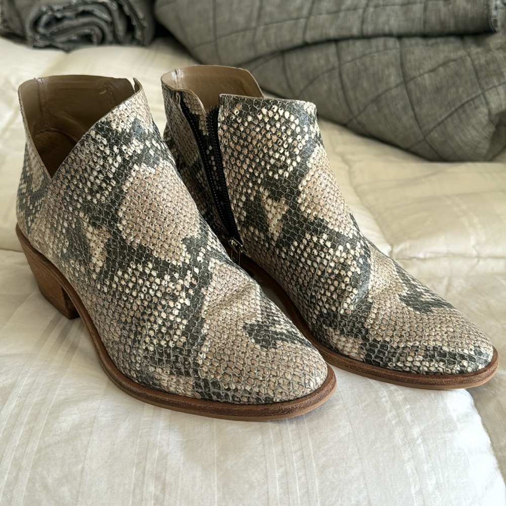 Vince Camuto snakeskin booties